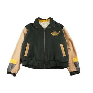 VTG Mario Andretti Racing Jacket Mens M 1994 Leather Wool Indy F1 Motorsports